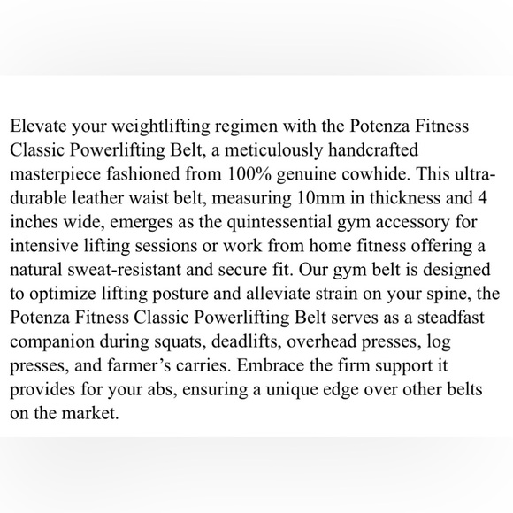 Potenza Weight Lifting Belt Brown Leather For Gym Lifting Small Waist 24-32” - Picture 10 of 15